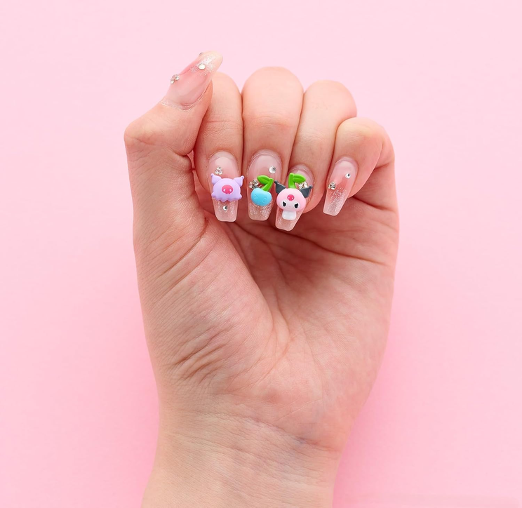 Character 3D Nail Parts Kuromi with a friendly cherry design